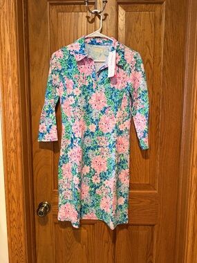 NWT Lilly Pulitzer Pink Floral Collared Dress Touch of Meryl Luxletic